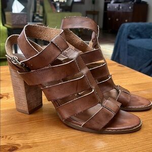 Urban Outfitters Brown Strappy Heels with Chunky Heel